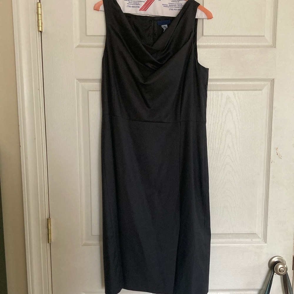 Black Sheath Midi Dress with Cowl Neck for Cocktail